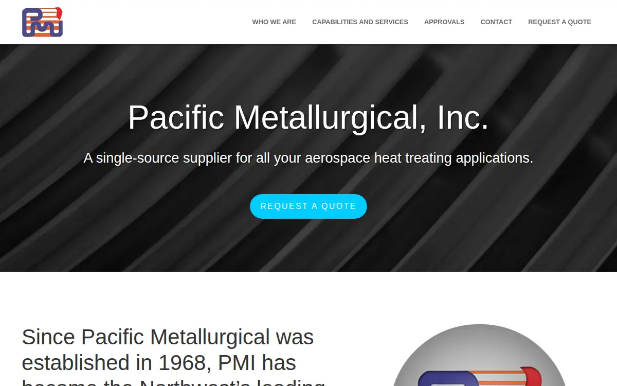 Homepage of Pacific Metallurgical, INC.