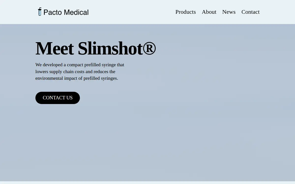 Homepage of Pacto Medical INC.