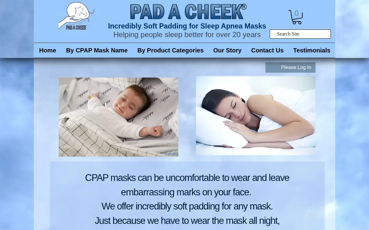 Homepage of Pad a Cheek, LLC