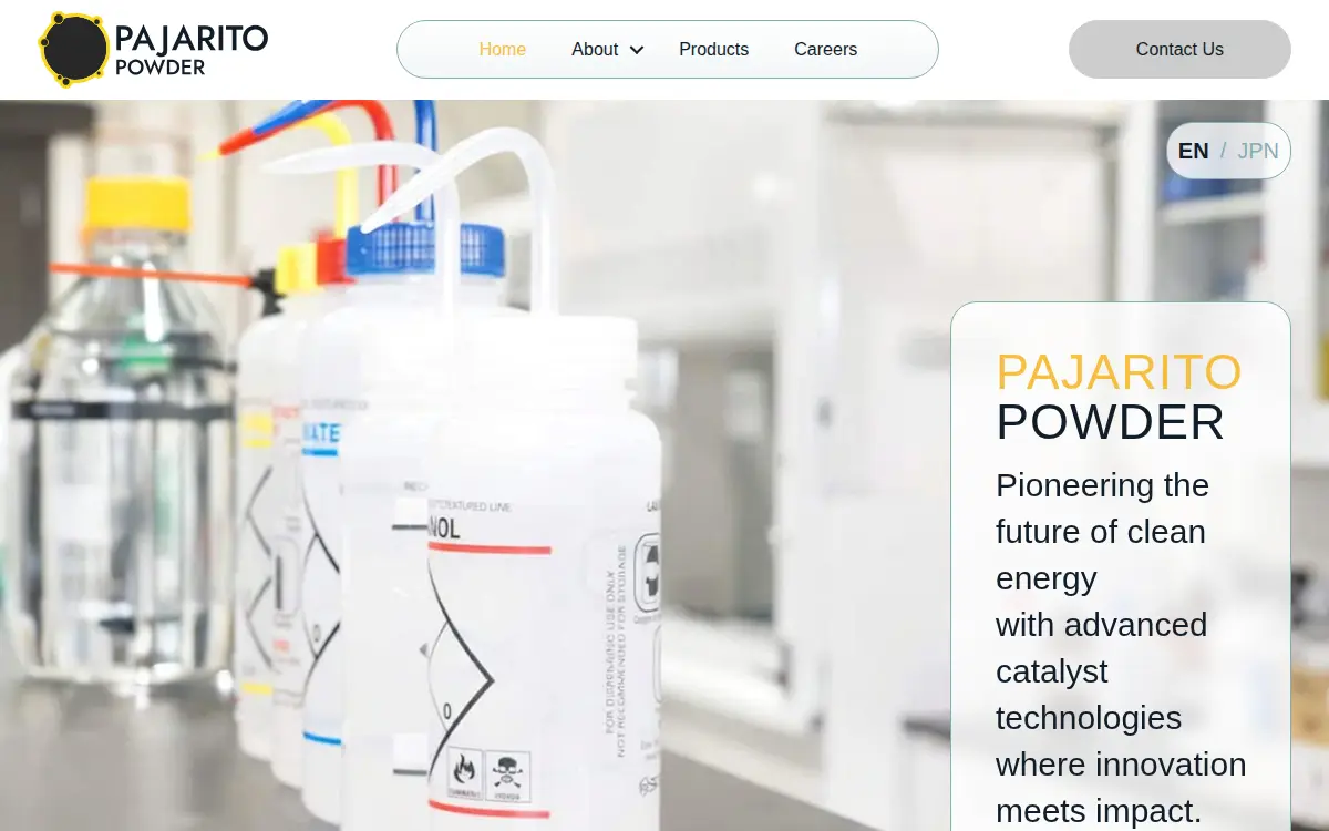 Homepage of Pajarito Powder LLC