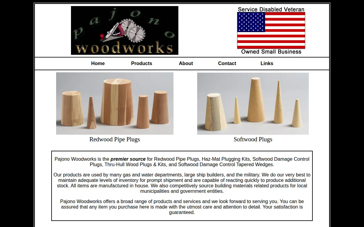 Homepage of Pajono Woodworks, INC.