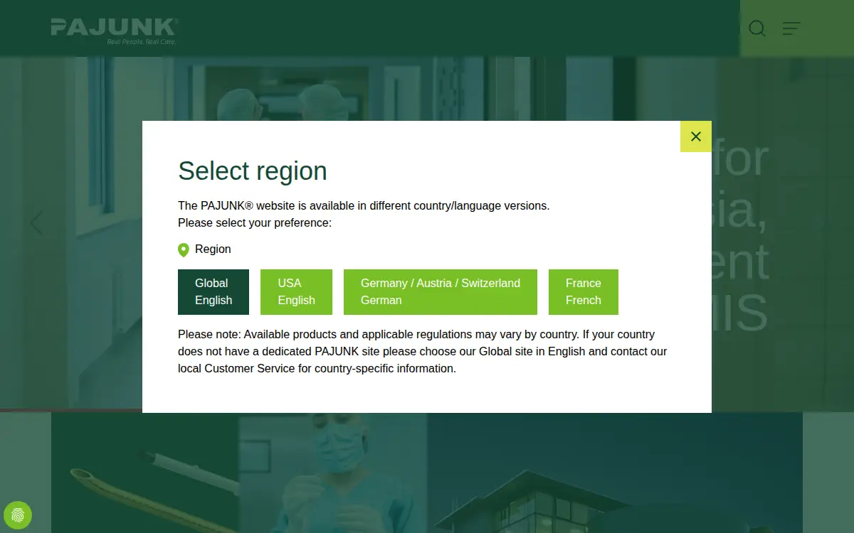 Homepage of Pajunk Medical Systems LP