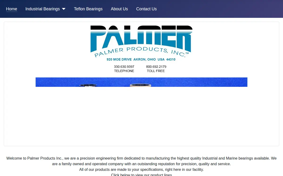 Homepage of Palmer Industries INC