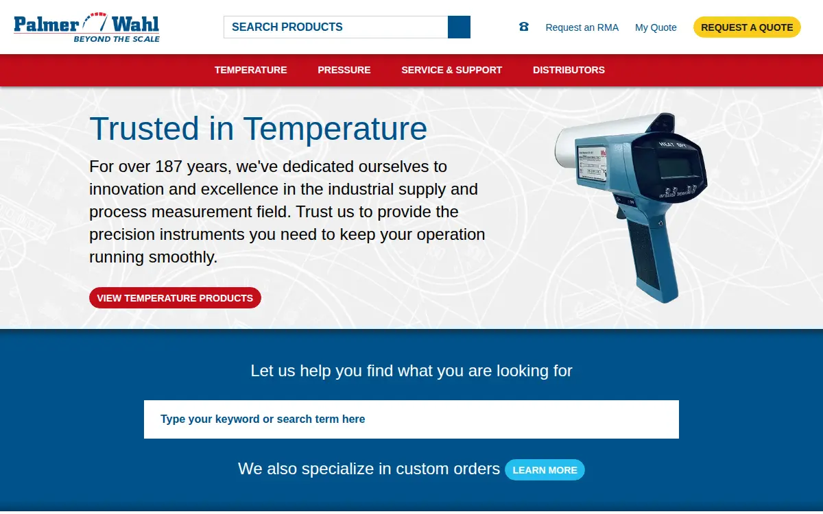 Homepage of Palmer Wahl Instruments INC.
