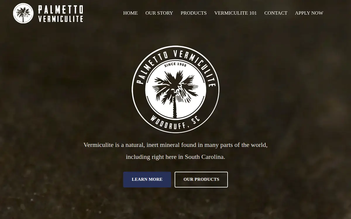 Homepage of Palmetto Vermiculite, INC.