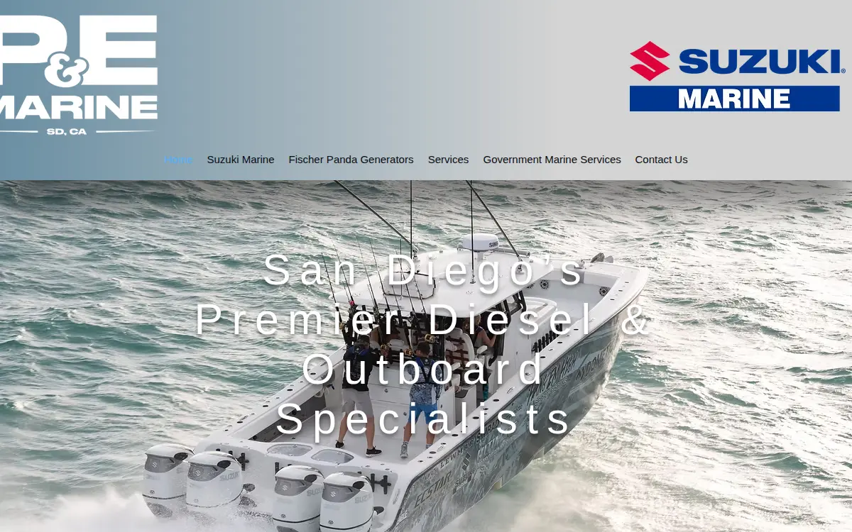 Homepage of P & E Marine INC