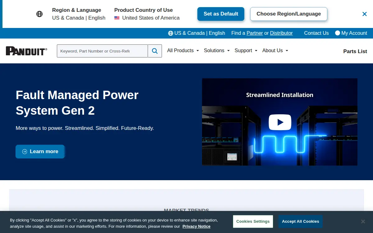 Homepage of Panduit CORP