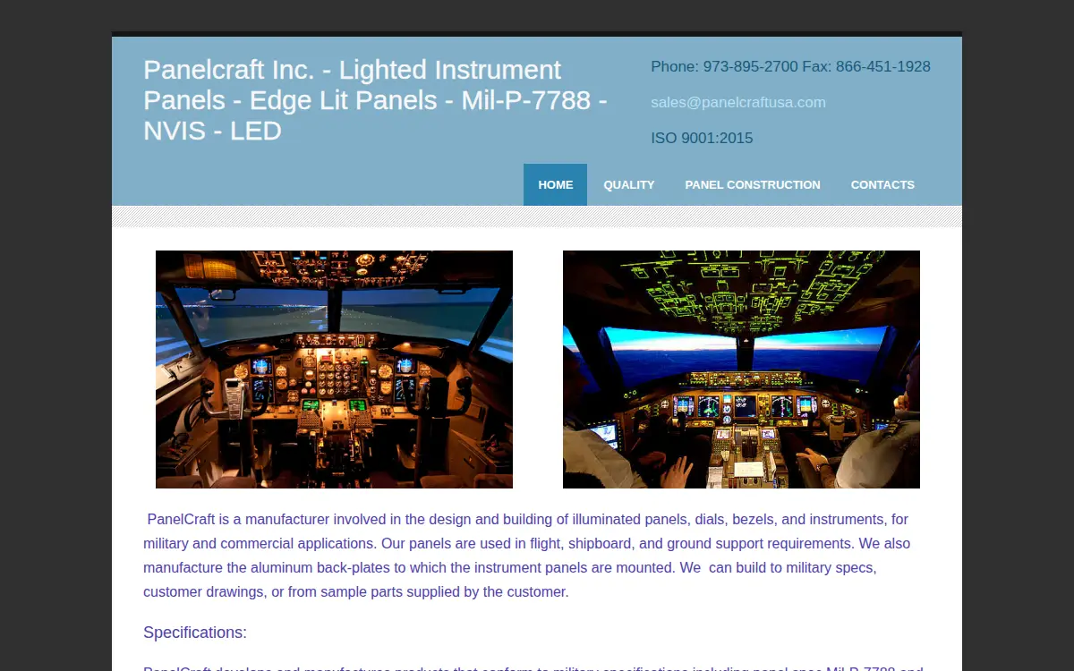 Homepage of Panelcraft, INC.