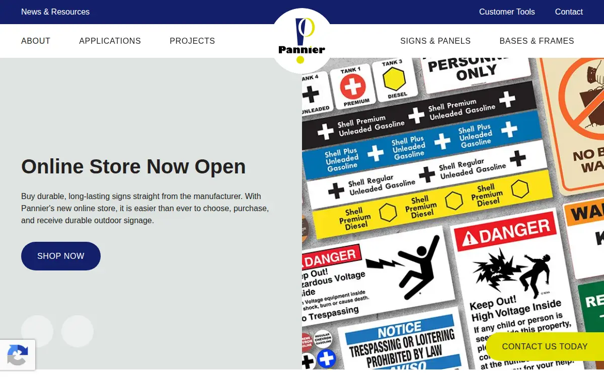 Homepage of Pannier Corporation