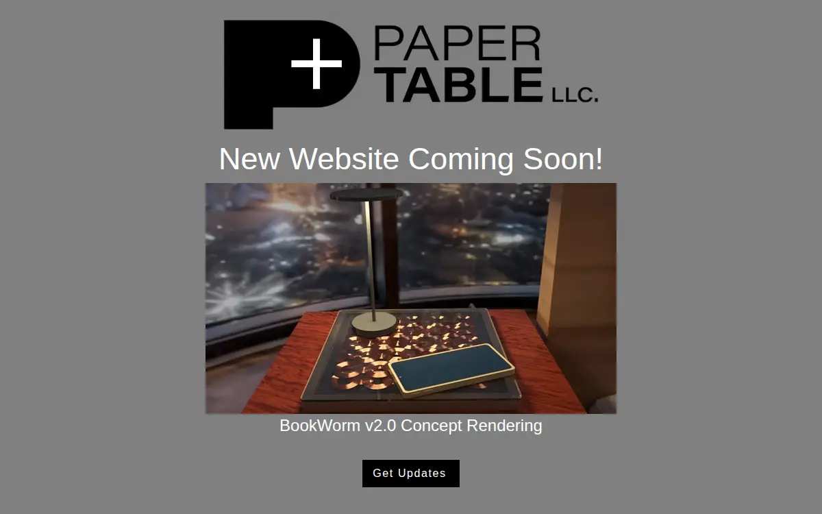 Homepage of Paper Table, LLC