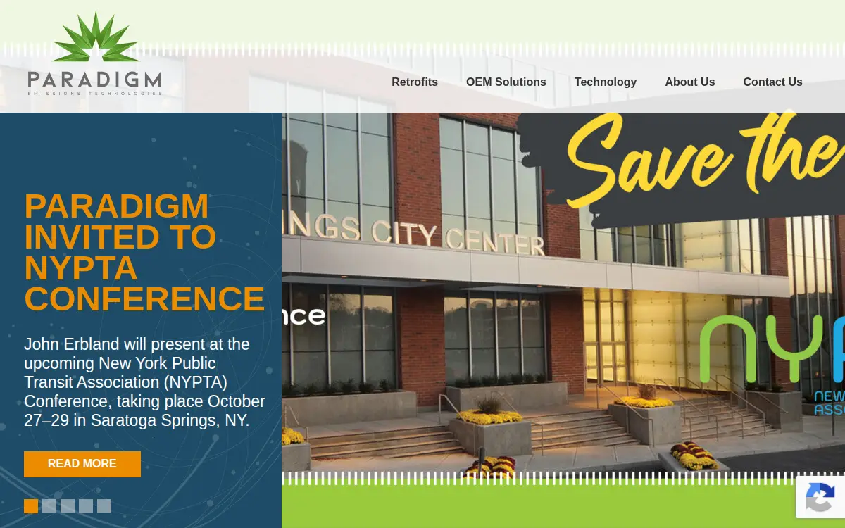 Homepage of Paradigm Emissions Technologies, INC.