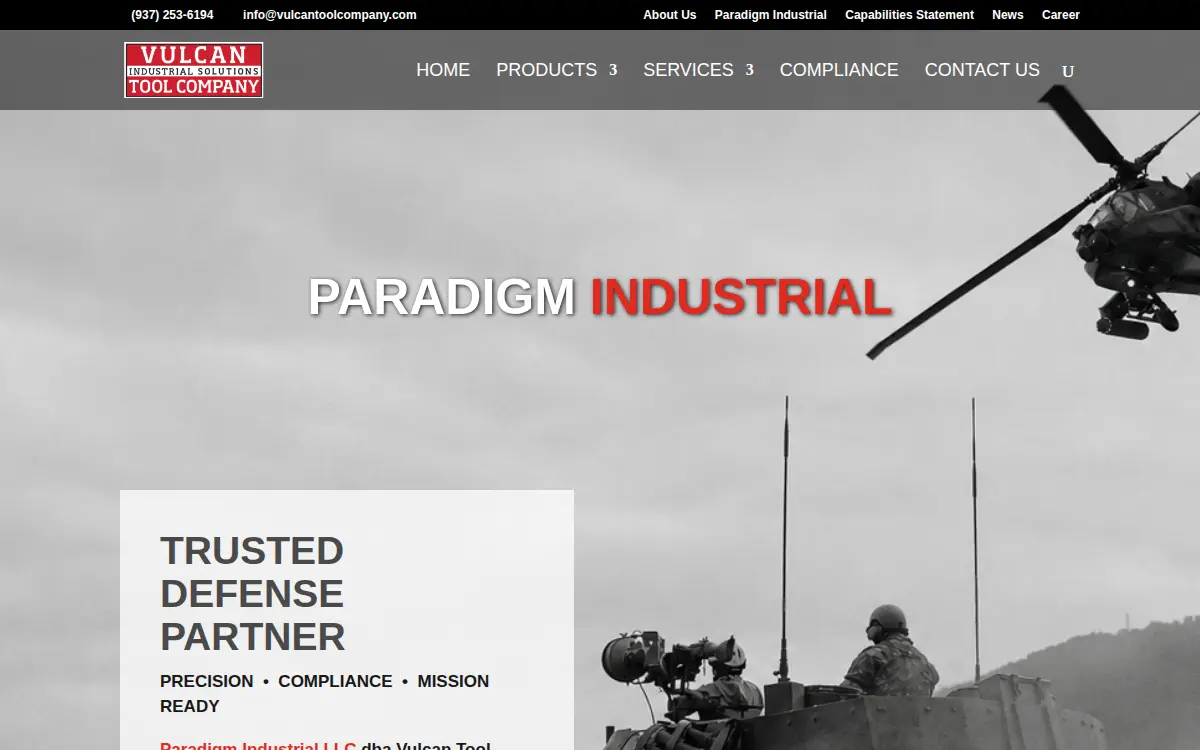 Homepage of Paradigm Industrial LLC