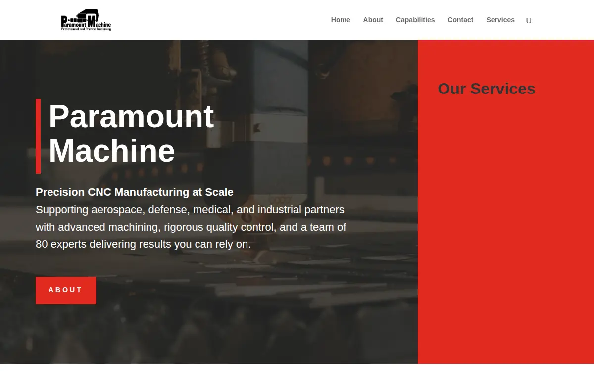 Homepage of Paramount Machine, INC.