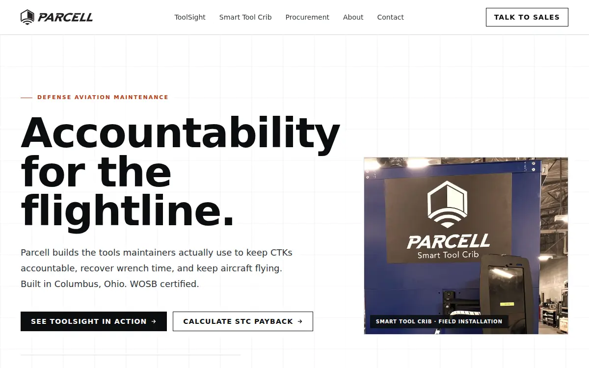 Homepage of Parcell Company