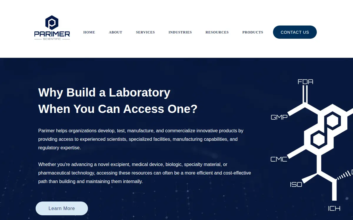 Homepage of Parimer Scientific LLC