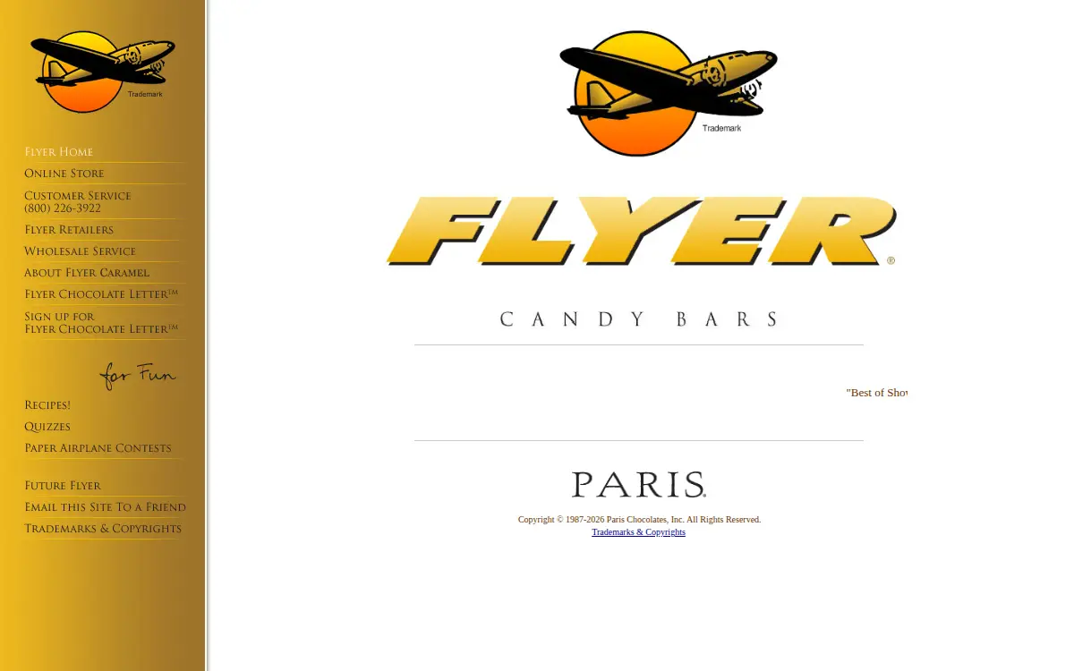 Homepage of Paris Chocolates, INC