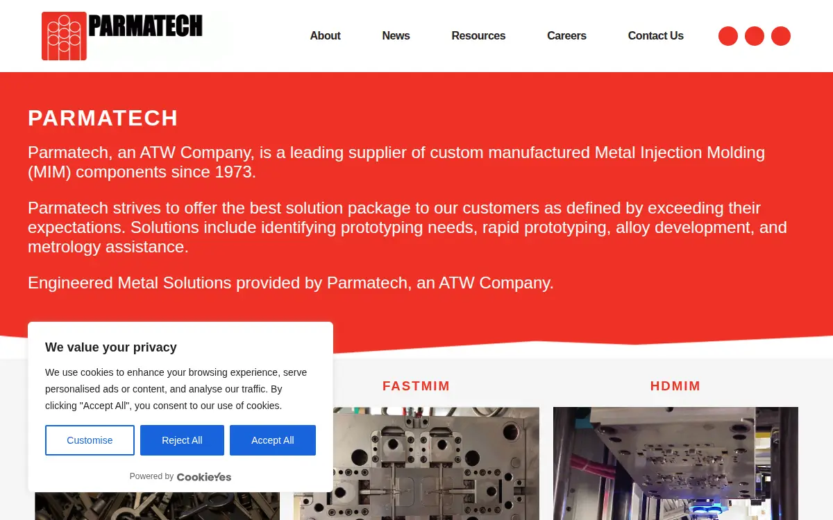 Homepage of Parmatech Corporation