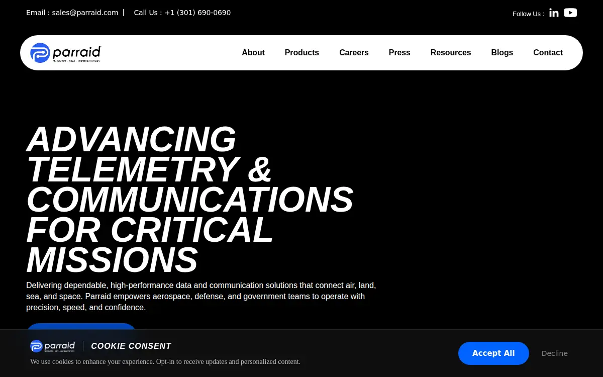 Homepage of Parraid LLC