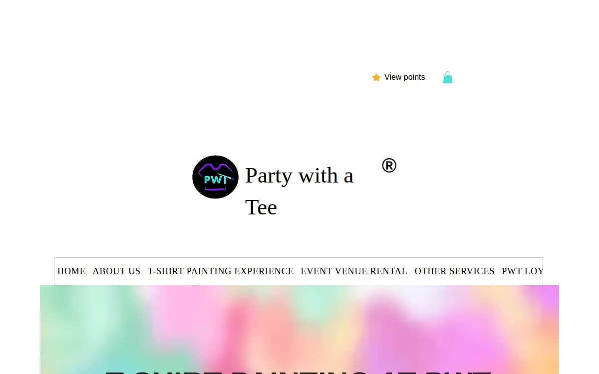 Homepage of Party With a Tee, LLC