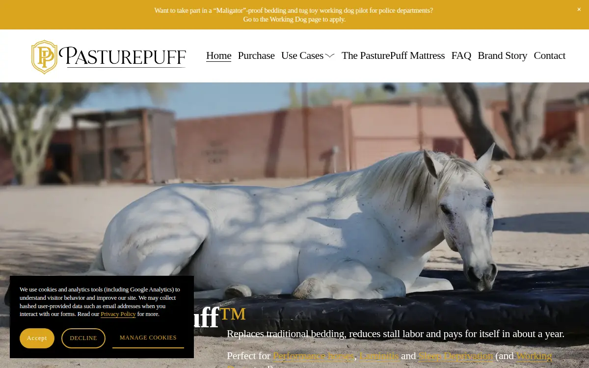 Homepage of Pasturepuff LLC