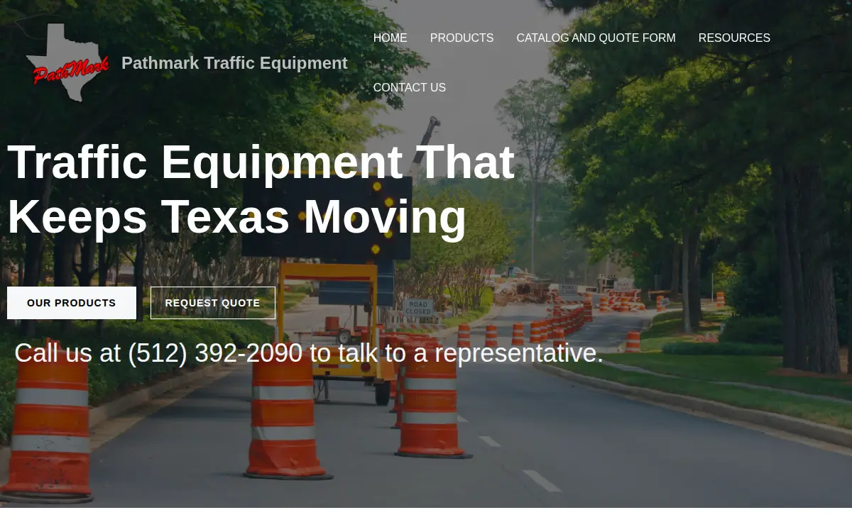 Homepage of Pathmark Traffic Equipment, LLC