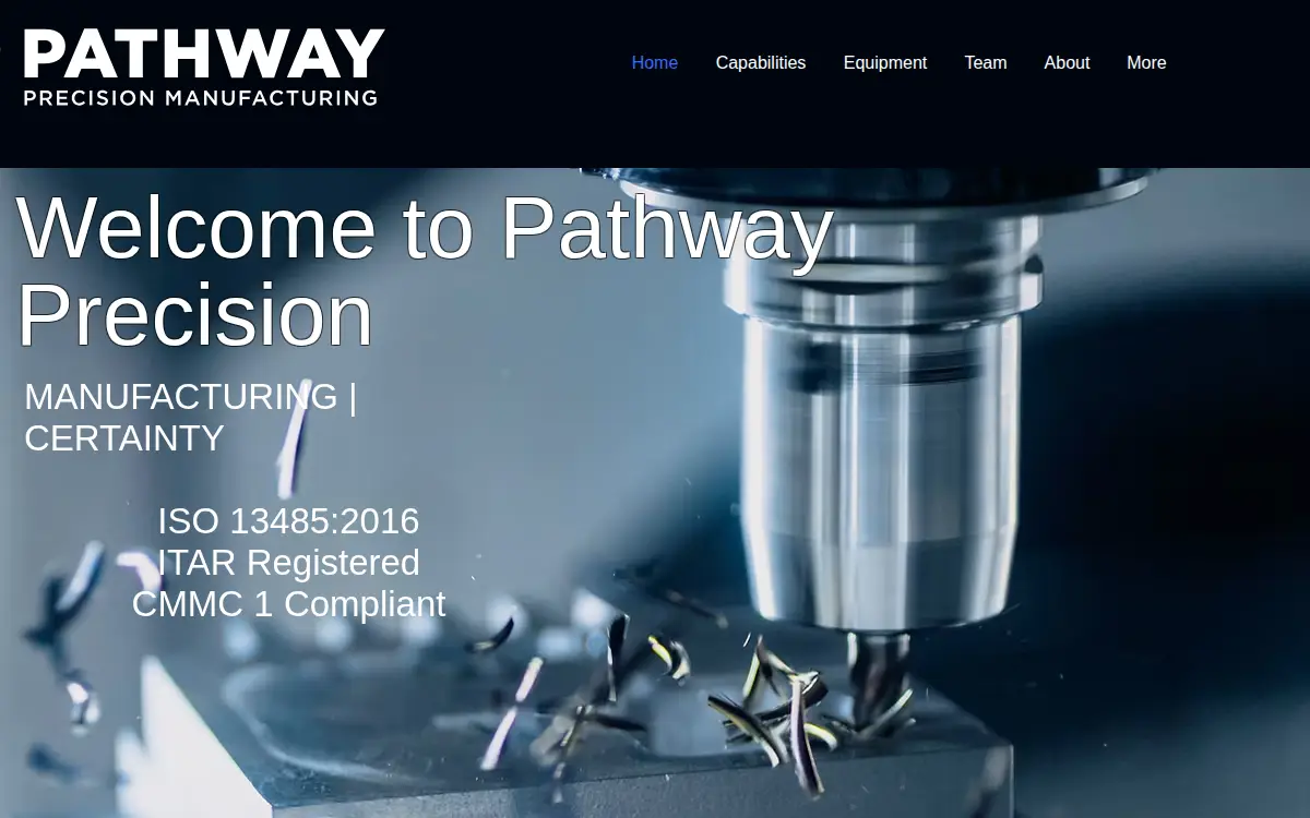 Homepage of Pathway Precision Manufacturing LLC