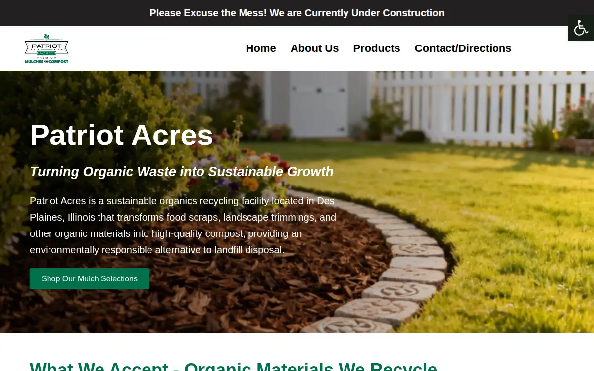 Homepage of Patriot Acres LLC