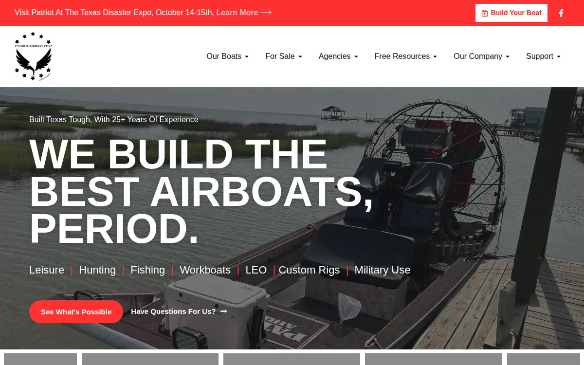 Homepage of Patriot Airboat Corporation
