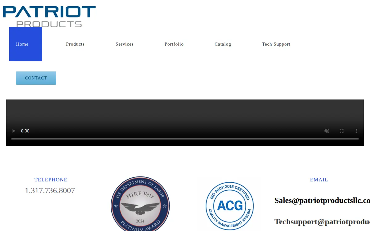 Homepage of Patriot Products, LLC