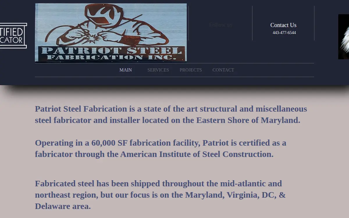 Homepage of Patriot Steel Fabrication, INC.