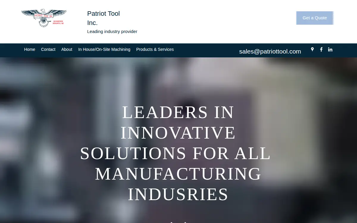 Homepage of Patriot Tool INC