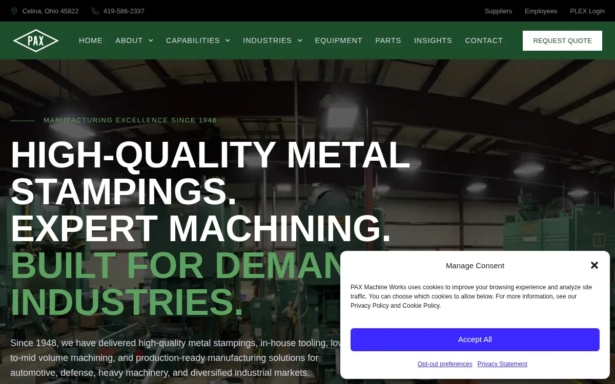 Homepage of Pax Machine Works INC