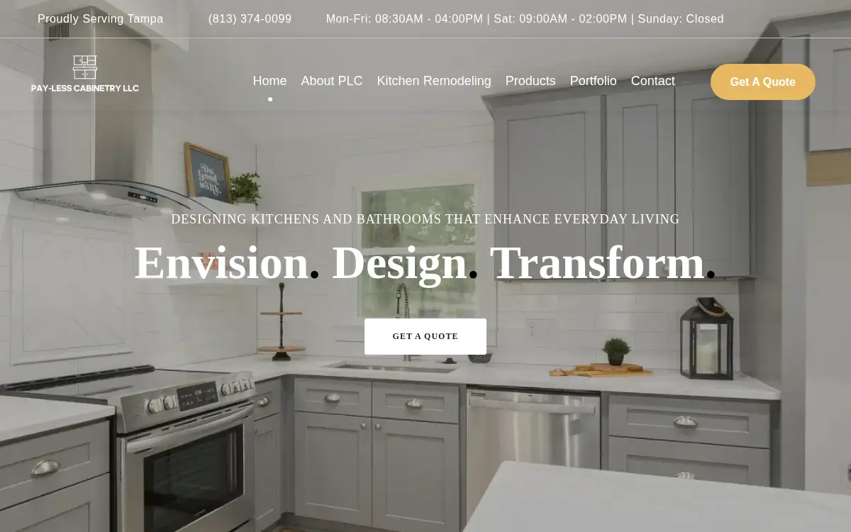 Homepage of Payless Cabinetry LLC