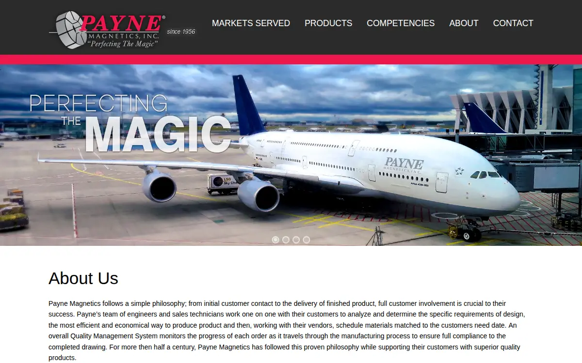 Homepage of Payne Magnetics, INC.