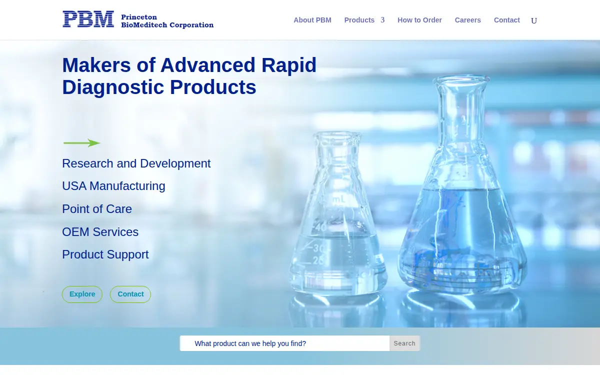 Homepage of Princeton Biomeditech CORP