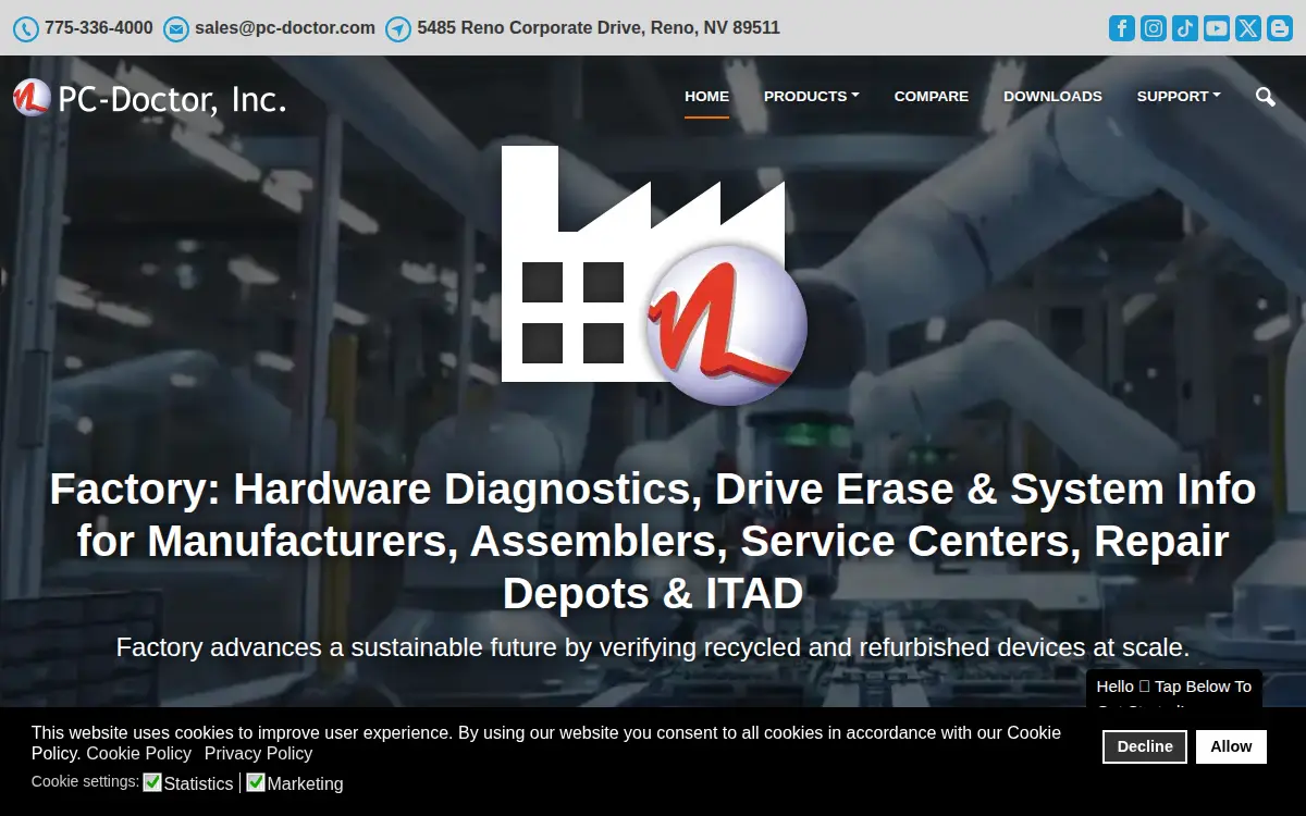 Homepage of Pc-doctor, INC