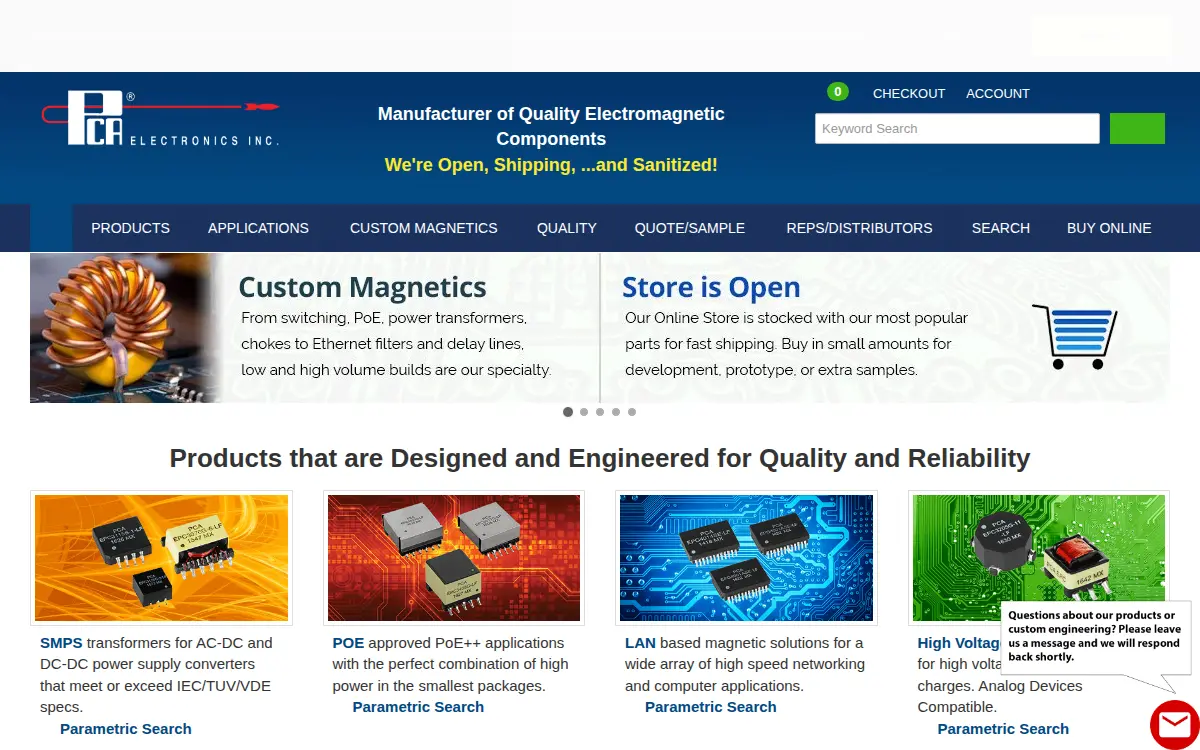 Homepage of P C a Electronics INC