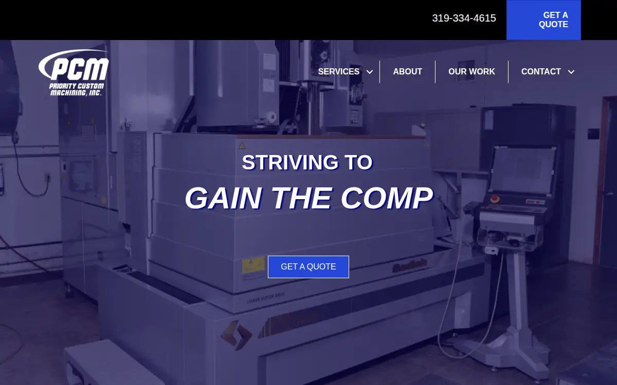 Homepage of Priority Custom Machining, INC.
