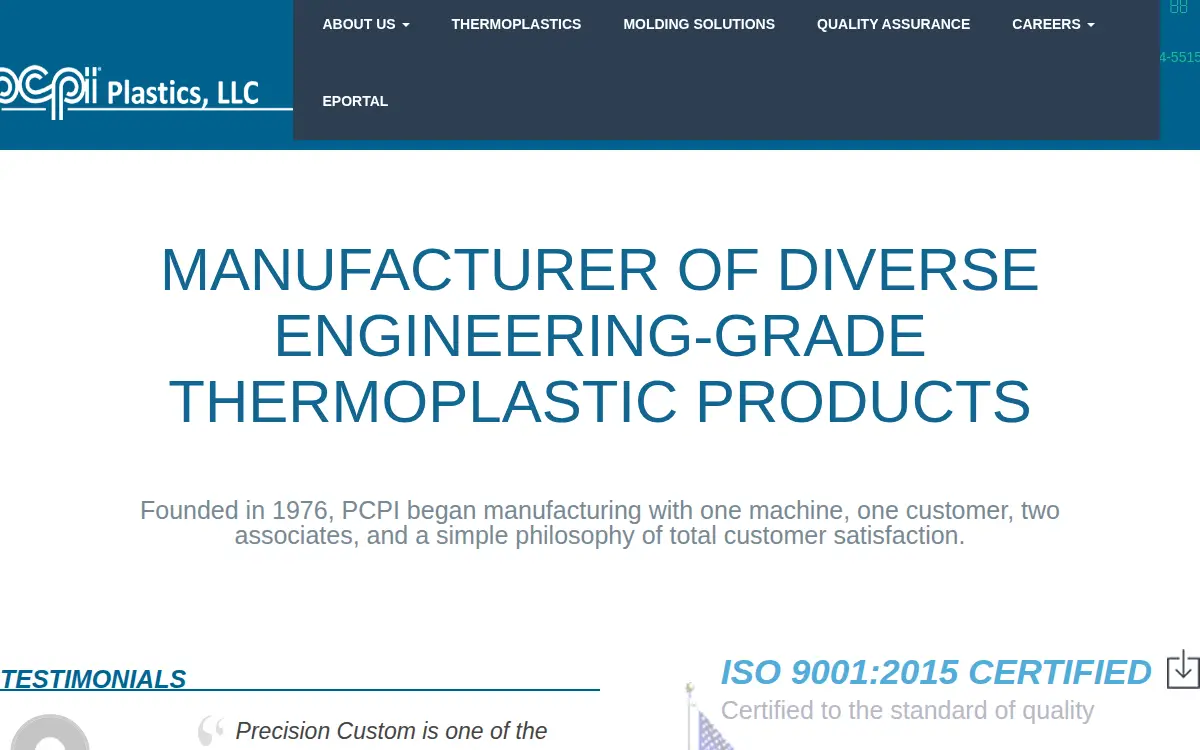 Homepage of Pcpi Plastics LLC