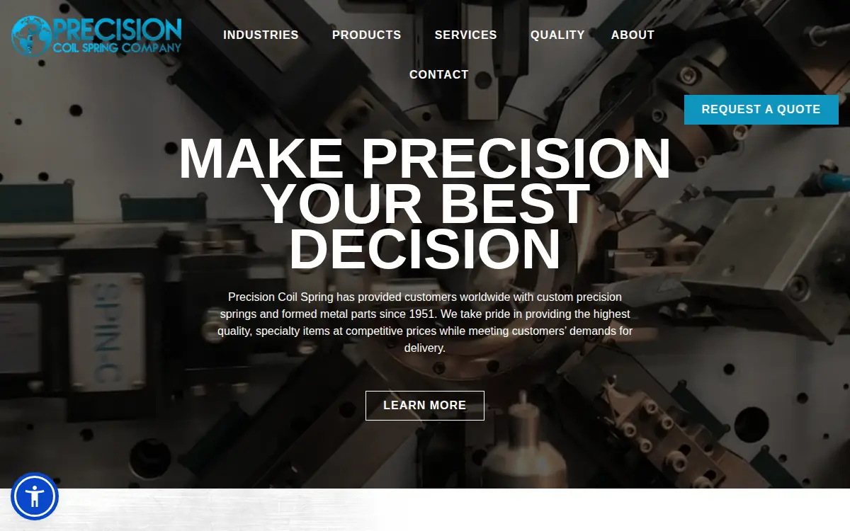 Homepage of The Precision Coil Spring Company