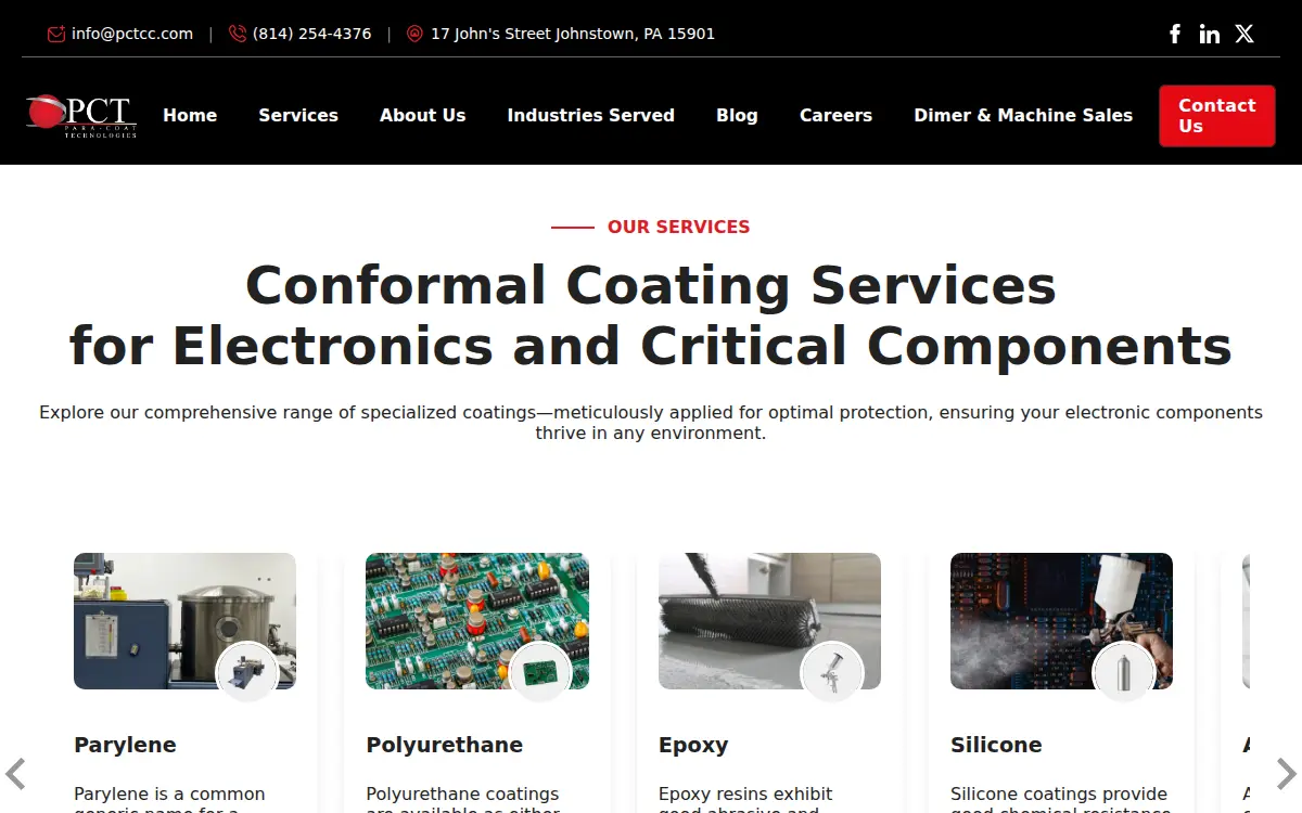 Homepage of Para-coat Technologies, INC