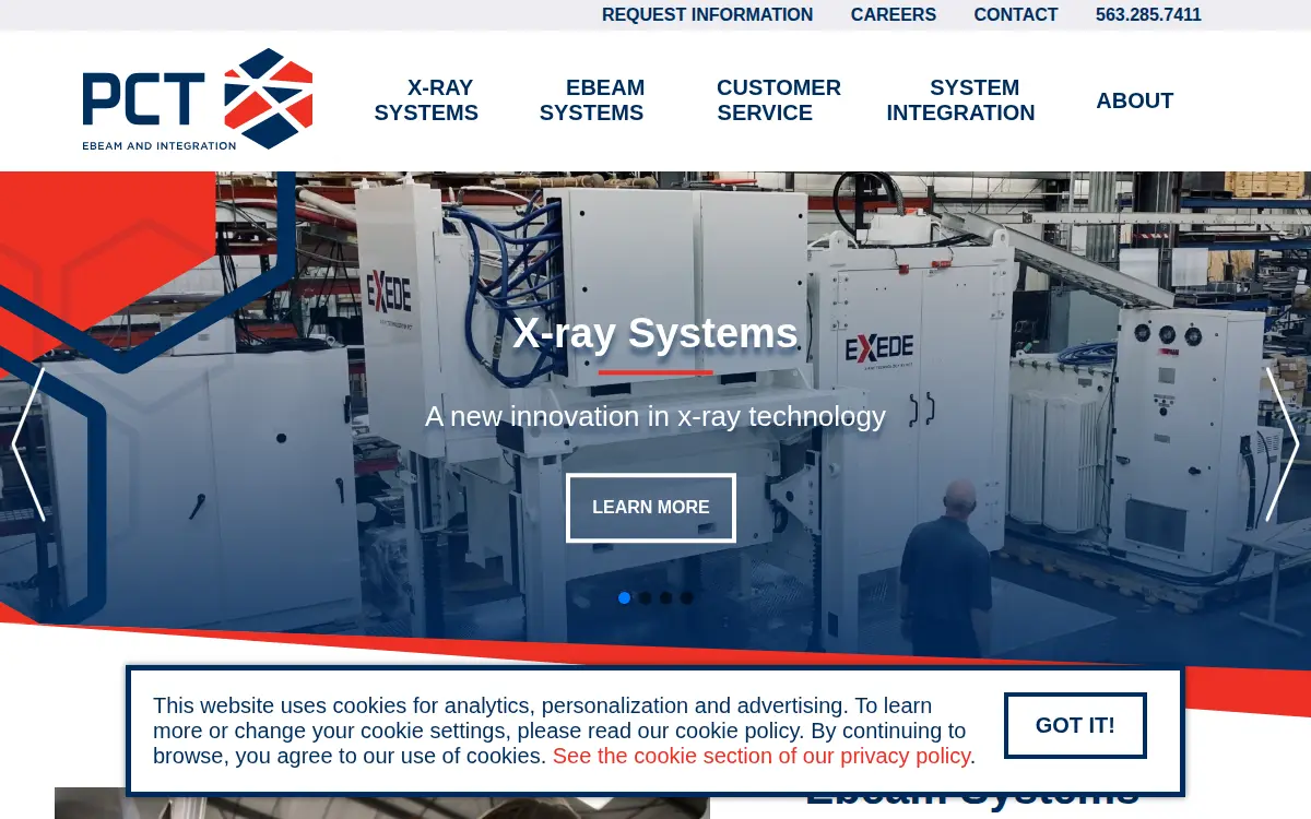 Homepage of Pct Ebeam & Integration LLC