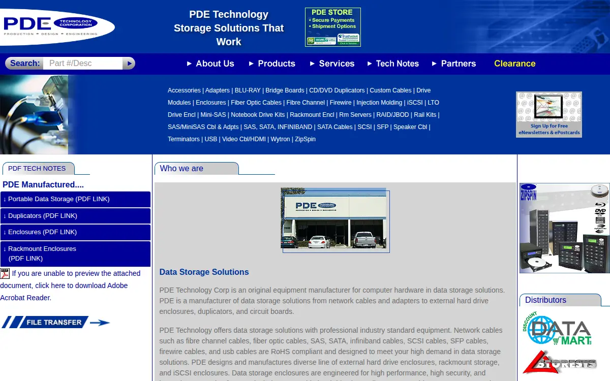 Homepage of Pde Technology Corporation