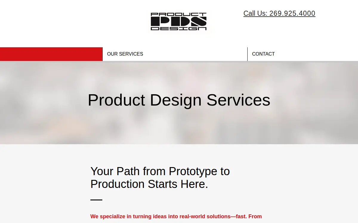 Homepage of Product Design Services, L.l.c.