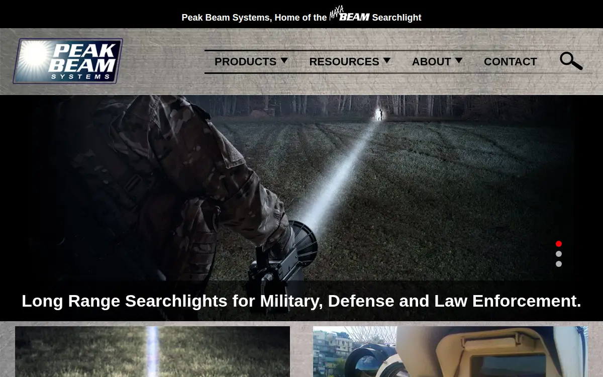Homepage of Peak Beam Systems, INC