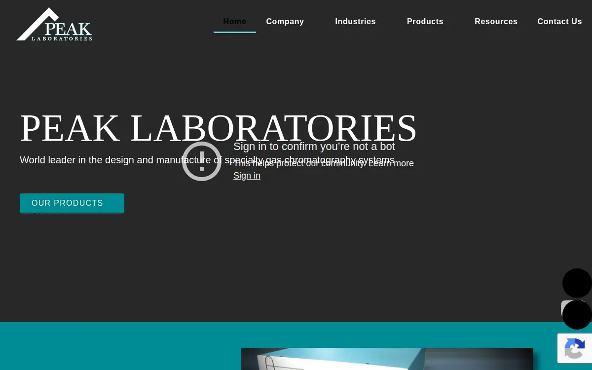 Homepage of Peak Laboratories, LLC