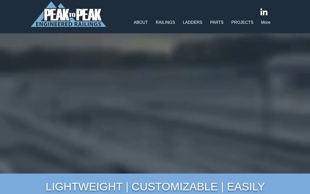 Homepage of Peak to Peak Engineered Railings LLC