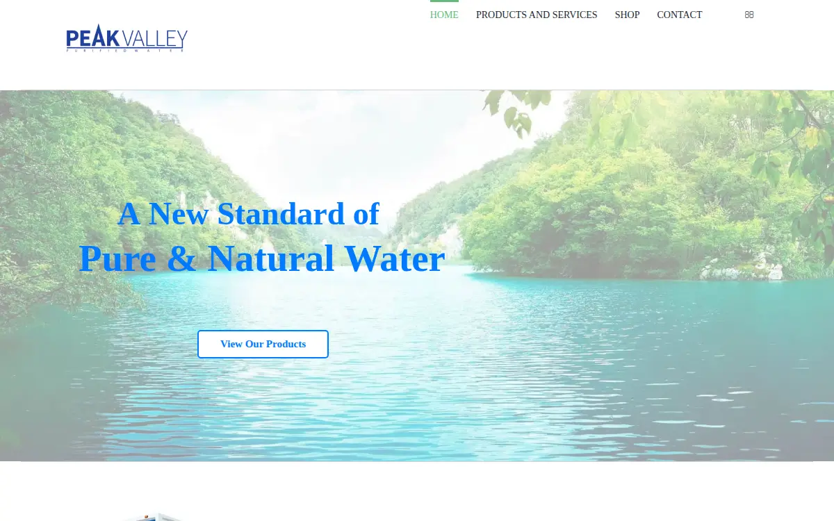 Homepage of Peak Valley Pure Water LLC
