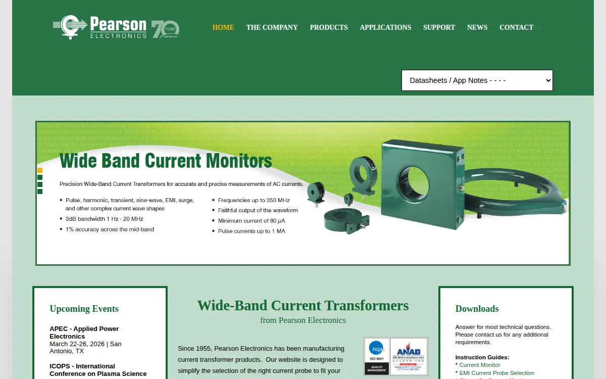 Homepage of Pearson Electronics INC