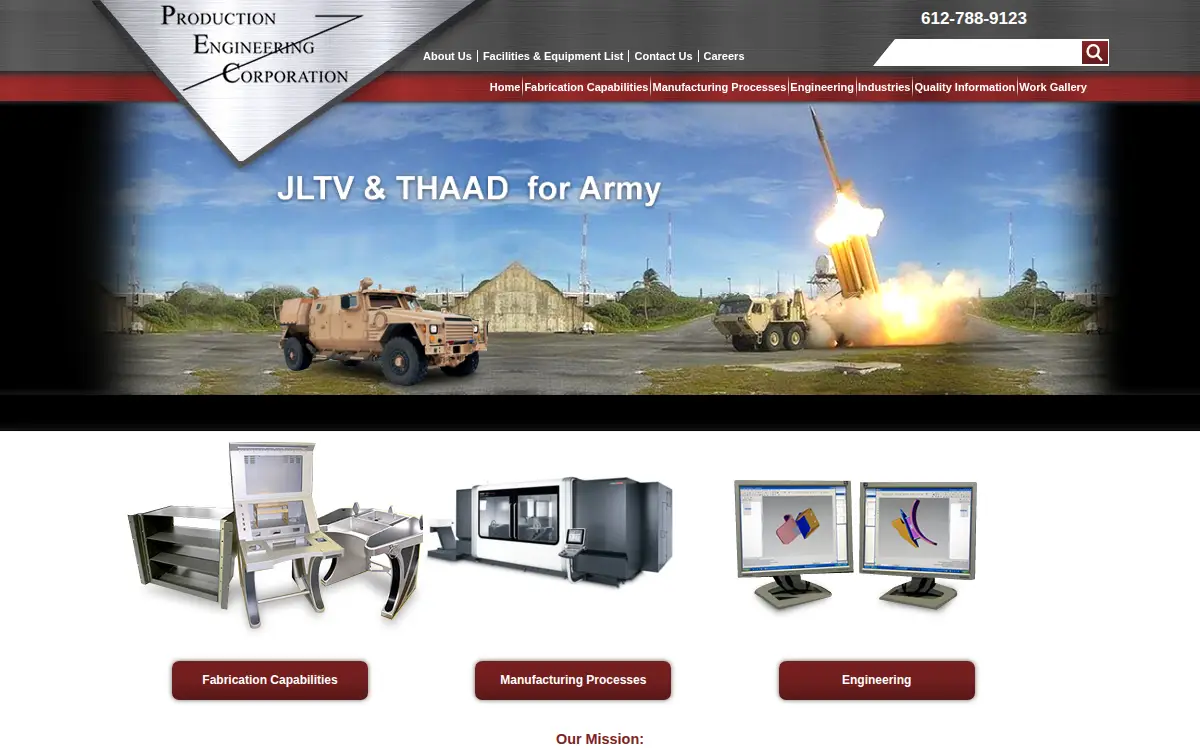 Homepage of Production Engineering Corporation